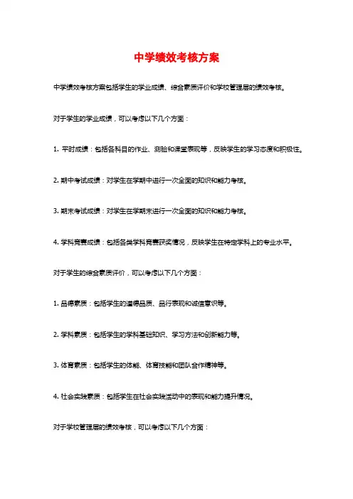中学绩效考核方案