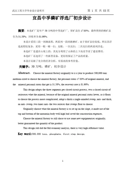 宜昌中孚磷矿浮选厂初步设计