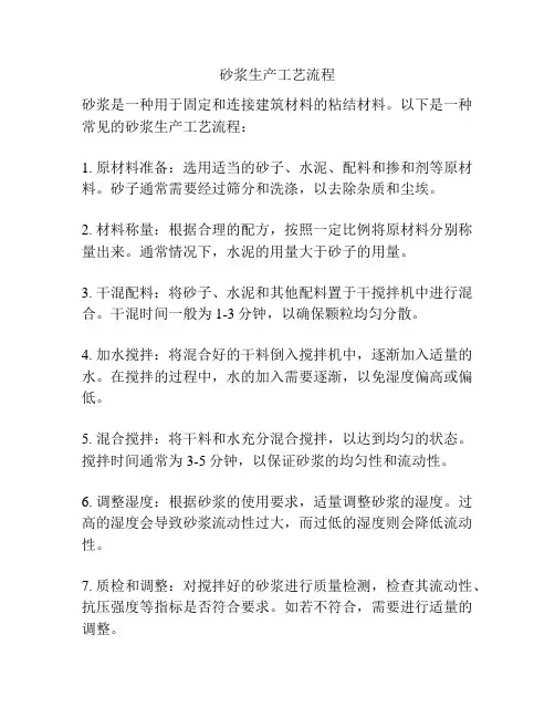 砂浆生产工艺流程