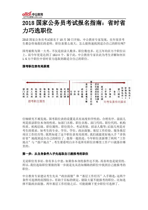 2018国家公务员考试报名指南：省时省力巧选职位