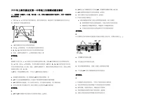 2020年上海市嘉定区第一中学高三生物测试题含解析