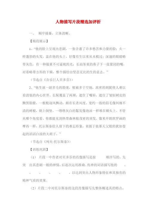 人物描写片段精选加评析