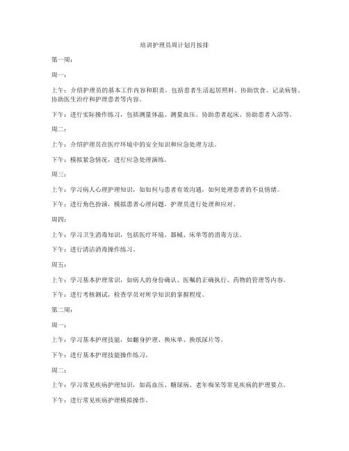 培训护理员周计划月按排