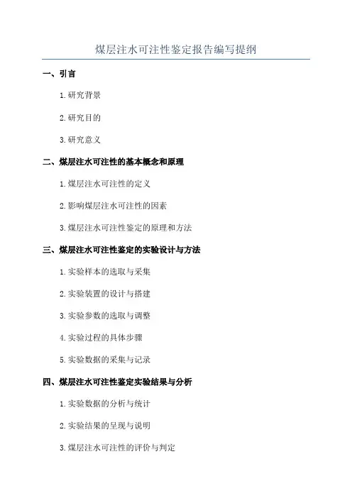 煤层注水可注性鉴定报告编写提纲