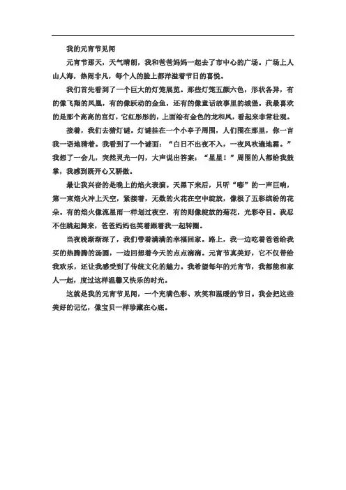 2024年高分作文《我的元宵节见闻》