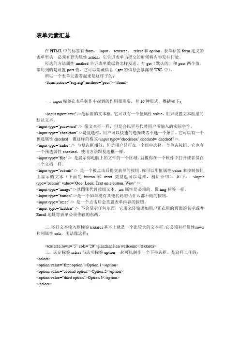 表单元素汇总