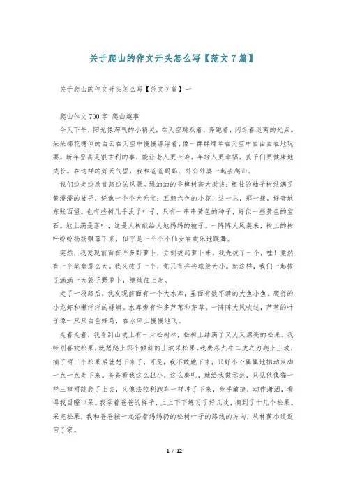 关于爬山的作文开头怎么写【范文7篇】