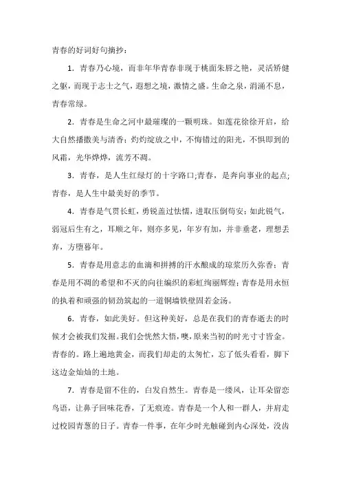 青春的好词好句摘抄