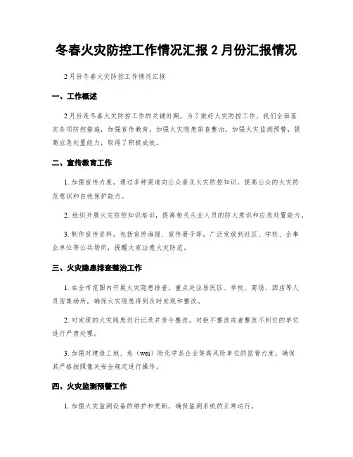 冬春火灾防控工作情况汇报2月份汇报情况