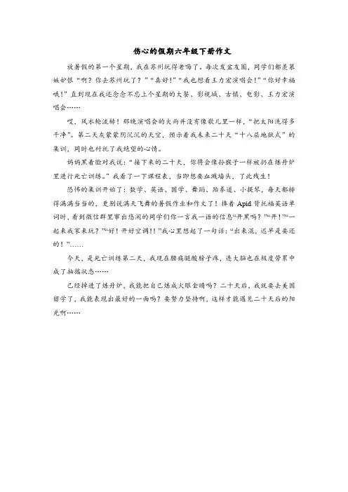 伤心的假期六年级下册作文