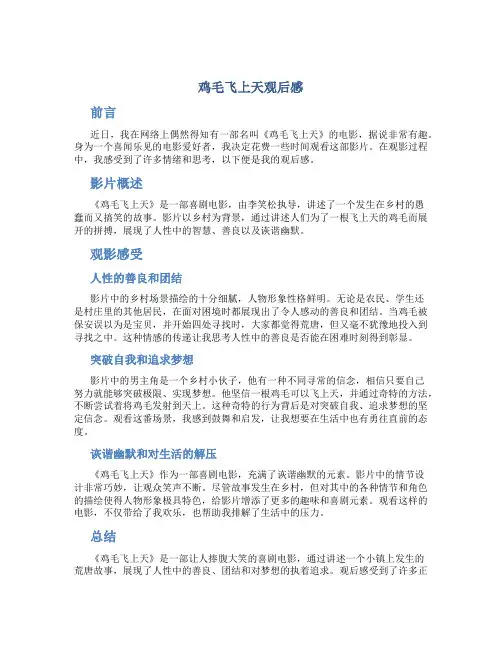 鸡毛飞上天观后感
