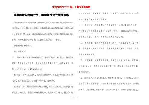 猕猴桃树苗种植方法,猕猴桃树北方能种植吗