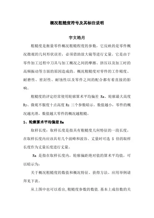 表面粗糙度符号及数值说明