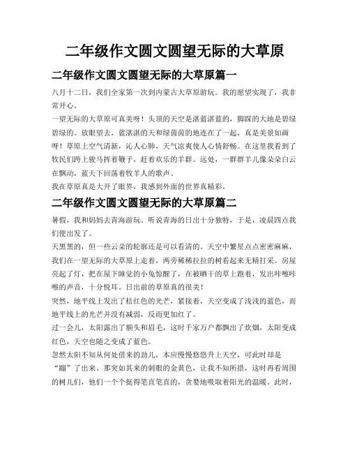 二年级作文 圆圆 一望无际的大草原