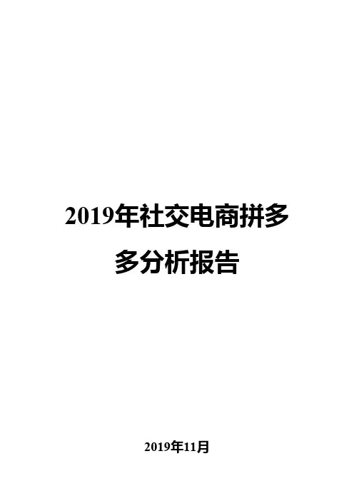 2019年社交电商拼多多分析报告