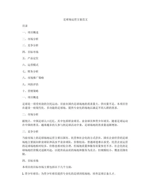 足球场运营方案范文
