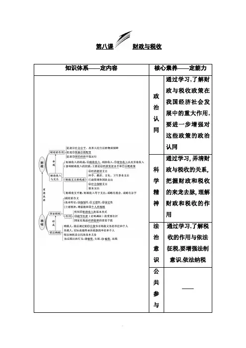 2019版高考政治一轮教师用书：必修1-第八课-财政与税收-Word版含解析