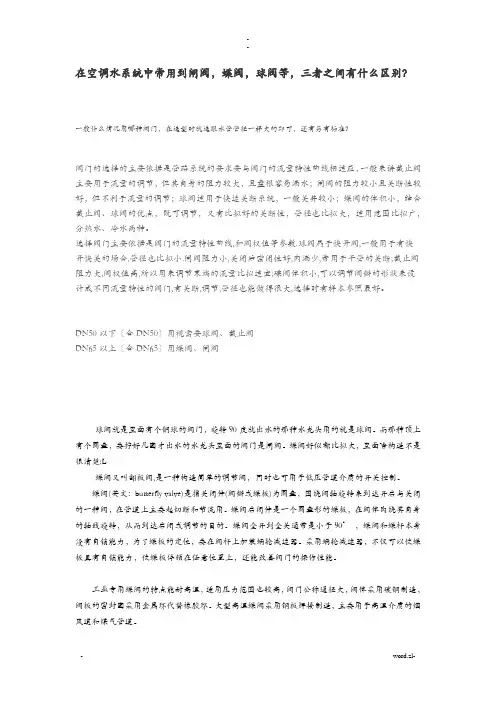 球阀、闸阀、蝶阀的区别