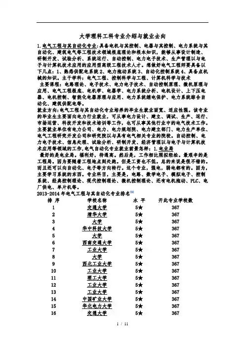 大学理科工科专业介绍及就业去向