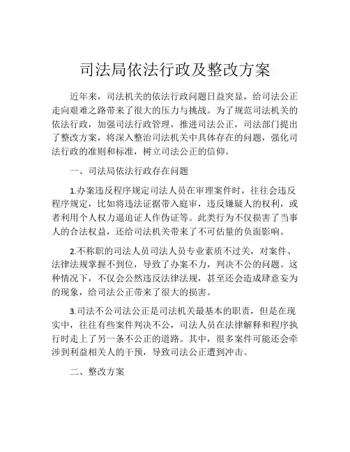 司法局依法行政及整改方案
