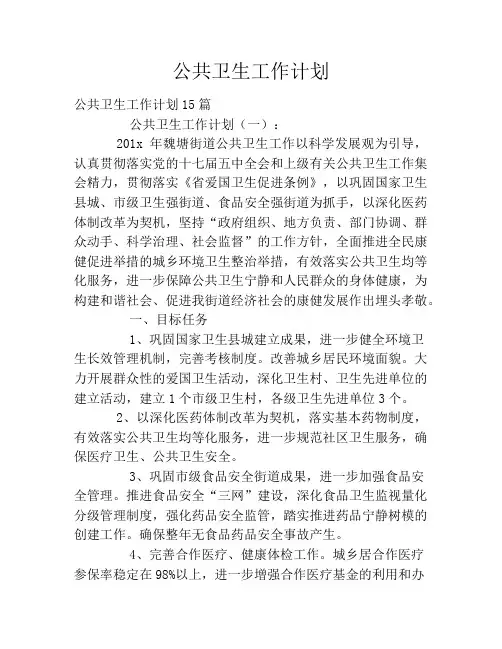 公共卫生工作计划2020