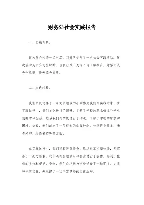 财务处社会实践报告