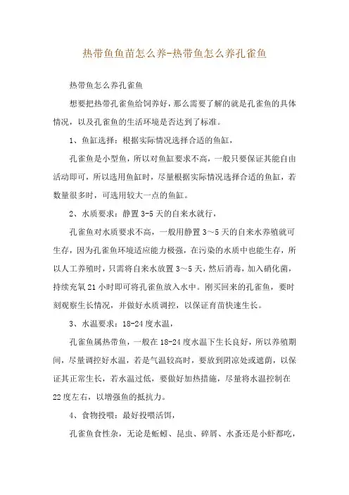 热带鱼鱼苗怎么养-热带鱼怎么养孔雀鱼
