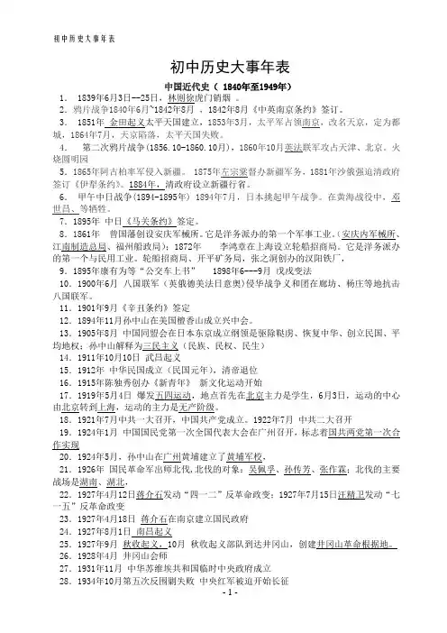 初中历史大事年表