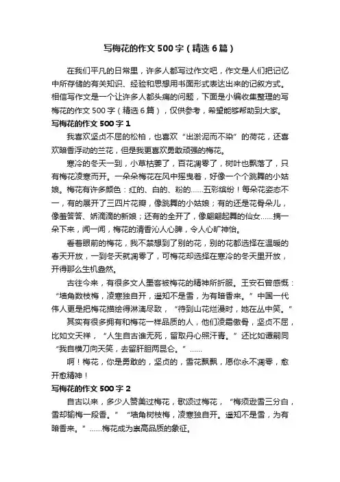 写梅花的作文500字（精选6篇）