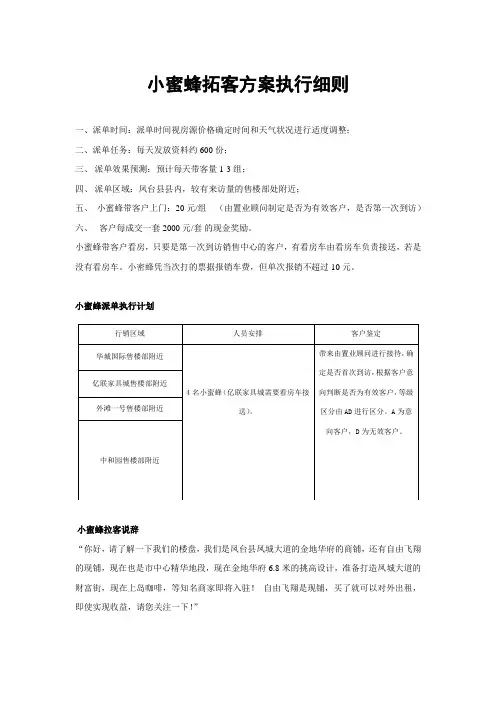 小蜜蜂拓客方案执行细则0724