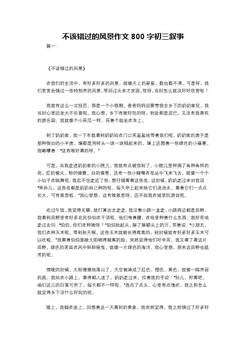 不该错过的风景作文800字初三叙事
