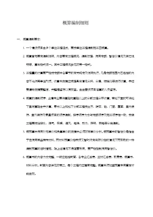 概算编制要求