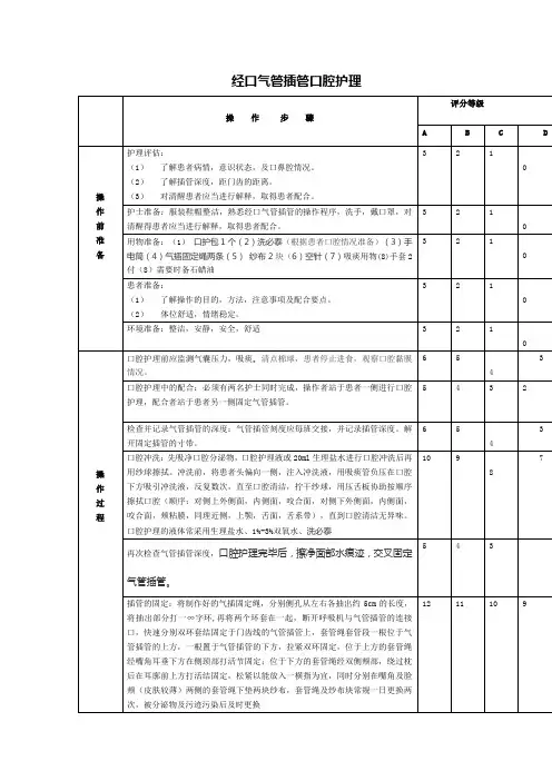 经口气管插管口腔护理流程