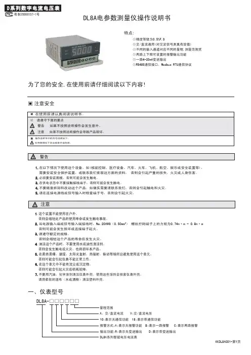 DL8A电参数测量仪说明书