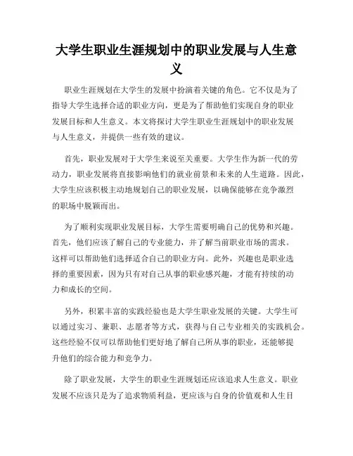 大学生职业生涯规划中的职业发展与人生意义
