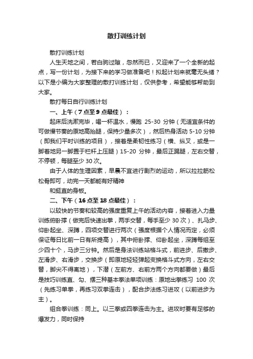散打训练计划