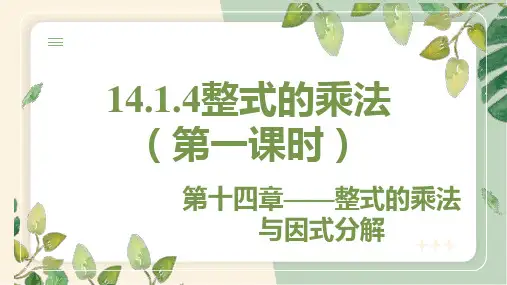 14.1.4 整式的乘法(第1课时) 初中数学人教版八年级上册教学课件(共26张PPT)