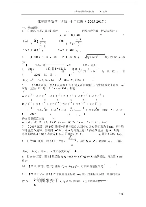 (完整版)江苏高考函数真题汇编.docx