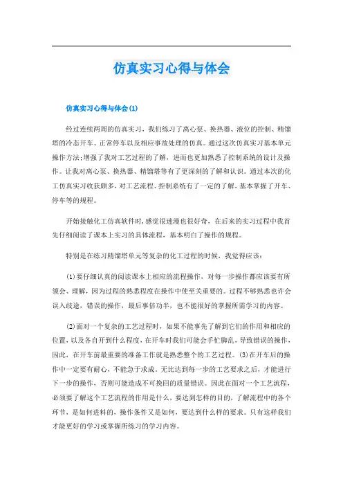 仿真实习心得与体会
