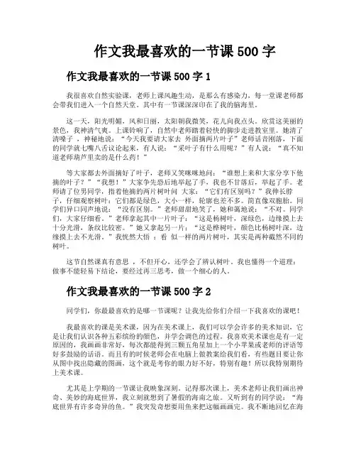作文我最喜欢的一节课500字