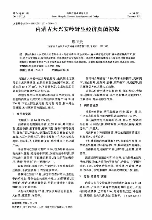 内蒙古大兴安岭野生经济真菌初探