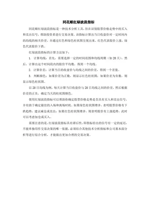 同花顺红绿波段指标