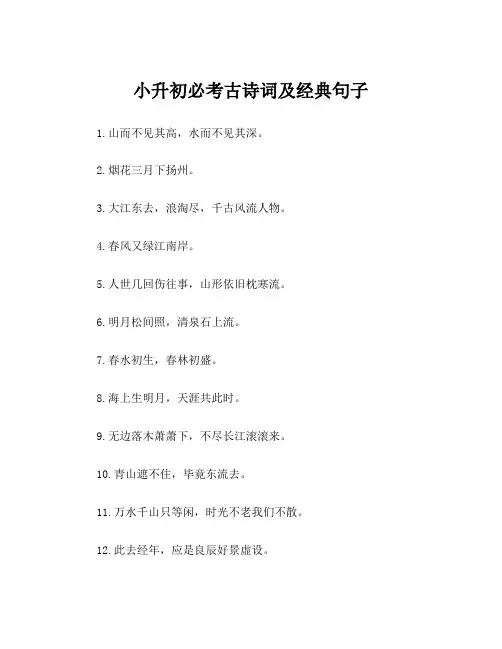 小升初必考古诗词及经典句子
