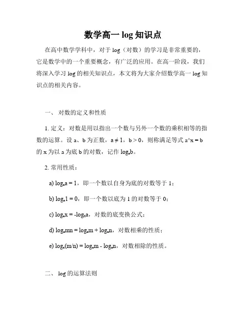 数学高一log知识点