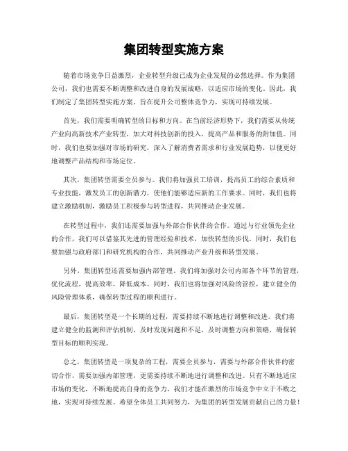 集团转型实施方案