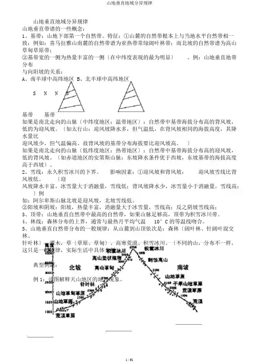 山地垂直地域分异规律