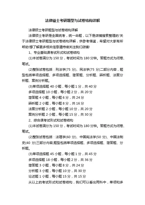 法律硕士考研题型与试卷结构详解
