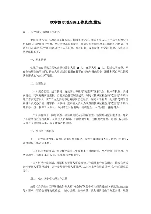 吃空饷专项治理工作总结_模板