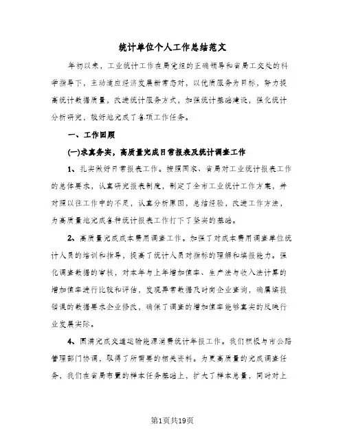 统计单位个人工作总结范文(6篇)