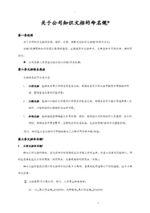 关于公司知识文档的命名规范